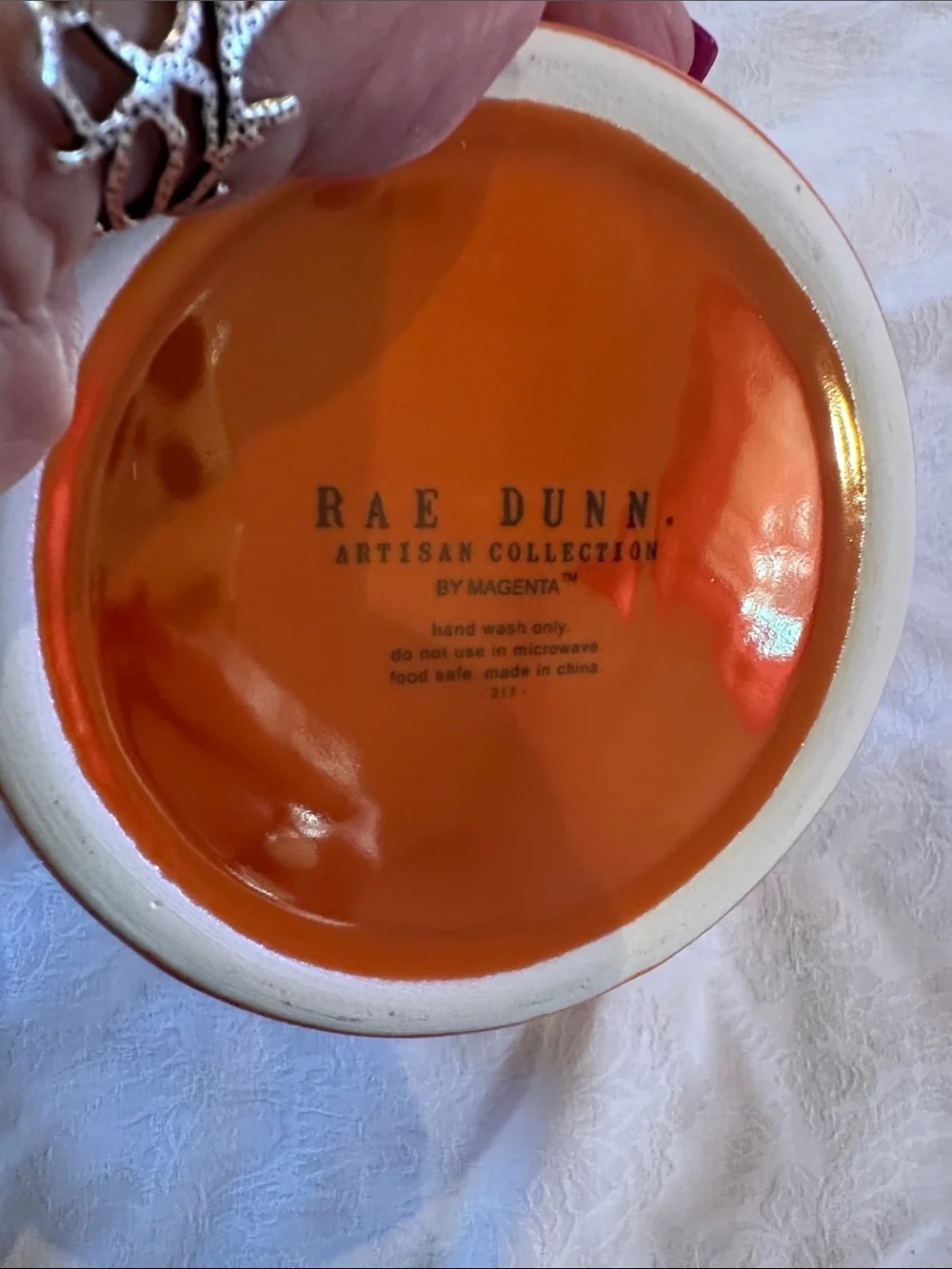 Rae Dunn Orange Luster Crow's Bones Canister Halloween